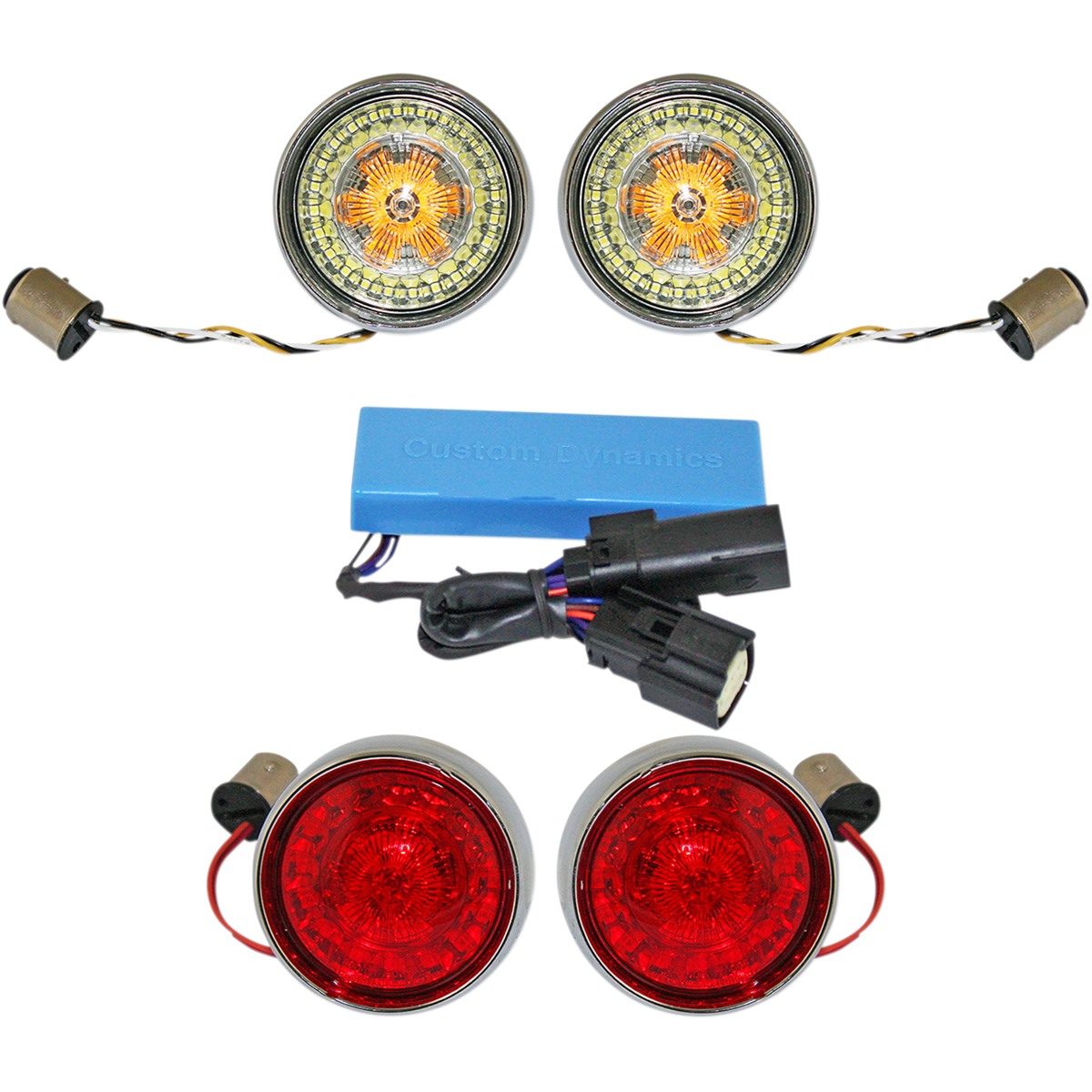 Complete Front & Rear Turn Signal Conversion Kit with Bullet Bezel Lenses