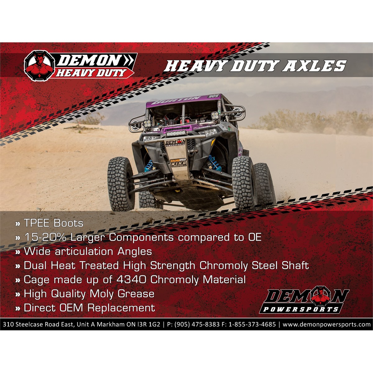 Demon Complete Heavy-Duty Axle - Rear Right/Rear Left