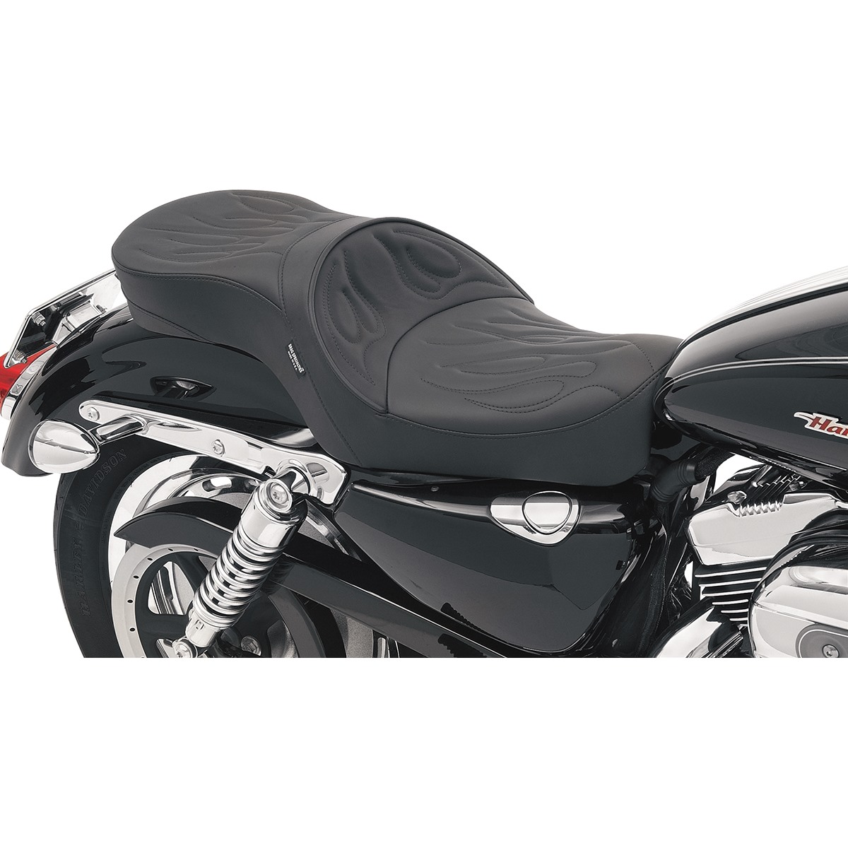 Drag Specialties Low-Profile Touring Seat - Flame Stitched