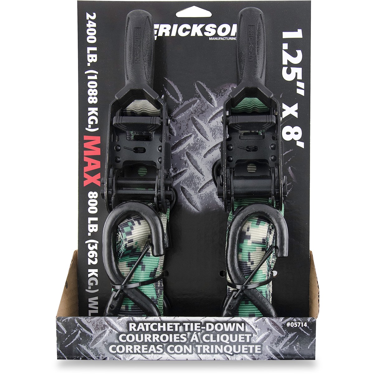 Erickson 1-1/4 X 8' Camouflage Ratchet Tie-Down Straps