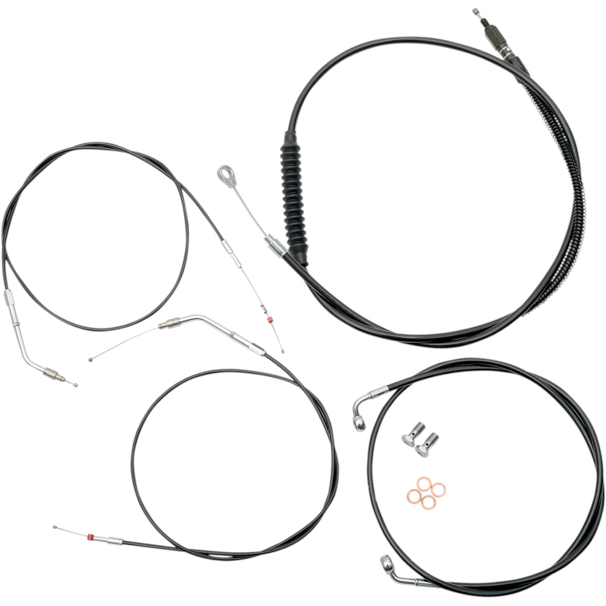 LA Choppers Standard Black Vinyl Braided Handlebar Cable/Brake Line Kit - Ape Hanger/Mini