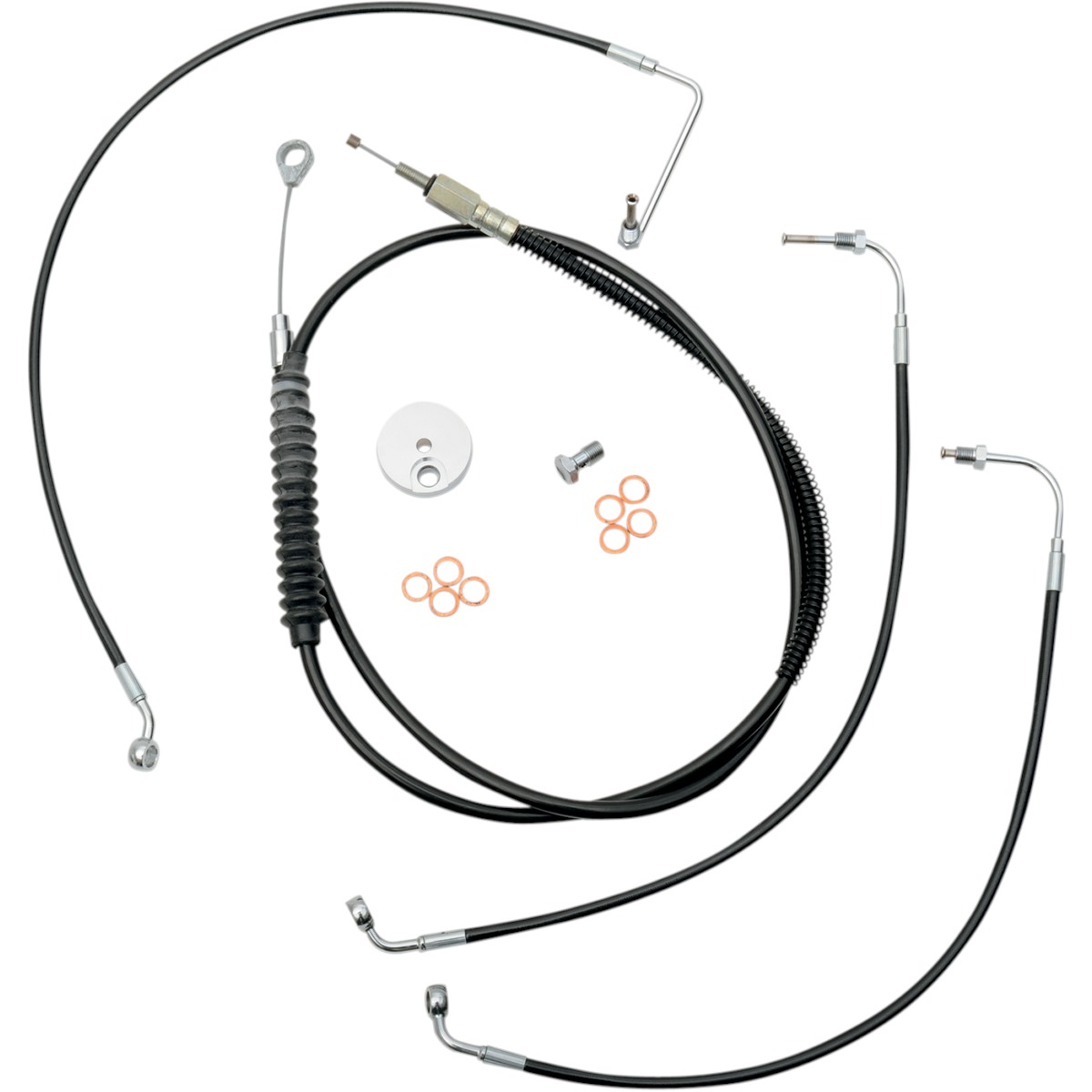 LA Choppers Standard Black Vinyl Braided Handlebar Cable/Brake Line Kit - Ape Hanger/Mini