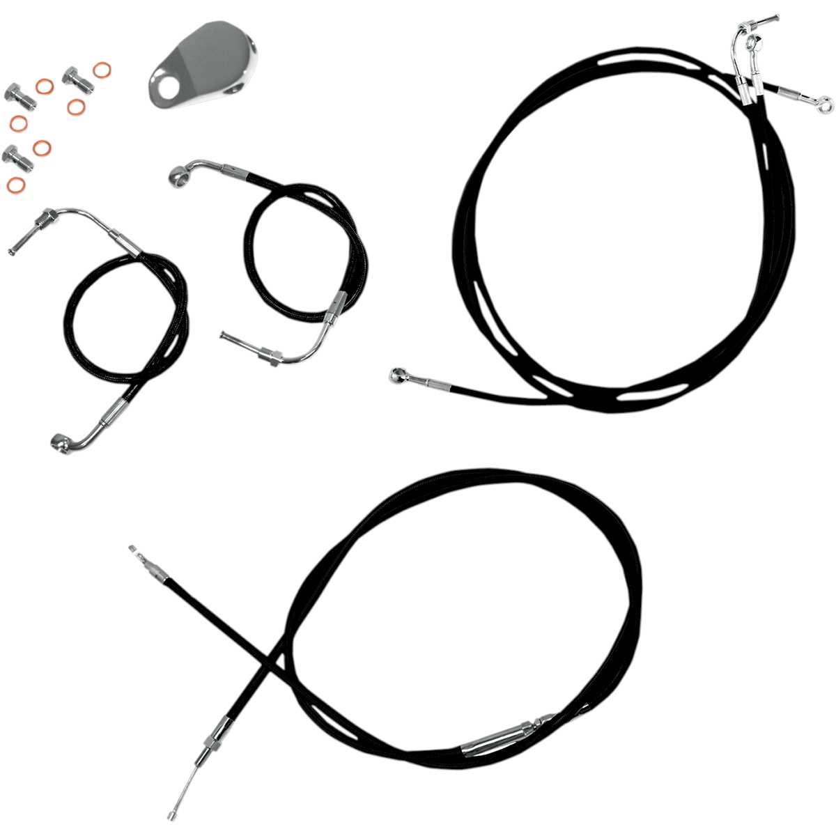 LA Choppers Standard Black Vinyl Braided Handlebar Cable/Brake Line Kit - Ape Hanger/Mini