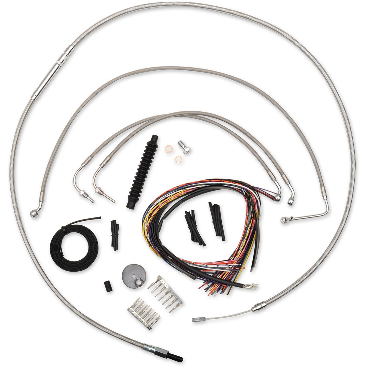 Complete Stainless Braided Handlebar Cable/Brake Line Kit - Cable Kit