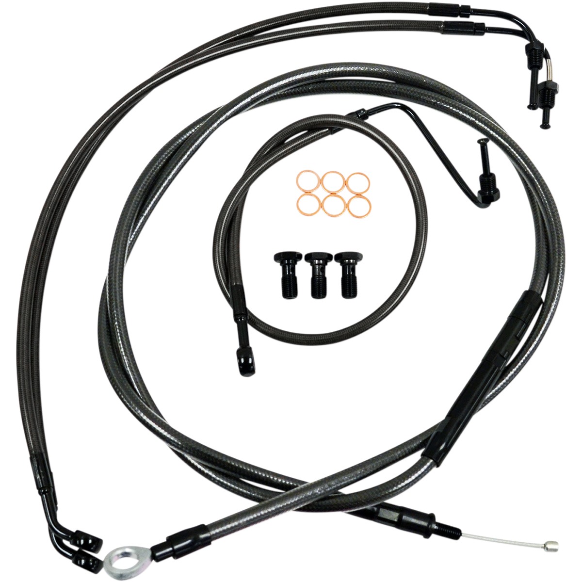 Standard Midnight Braided Handlebar Cable/Brake Line Kit - Ape Hanger