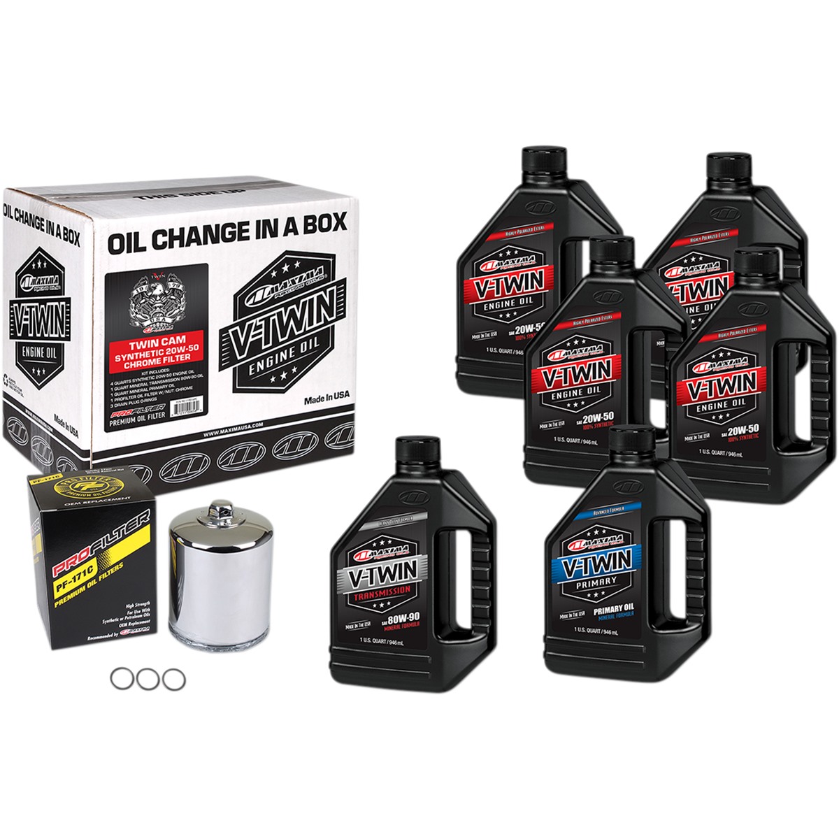 Maxima Racing Oil Twin Cam Synthetic 20W-50 Oil Change Kit