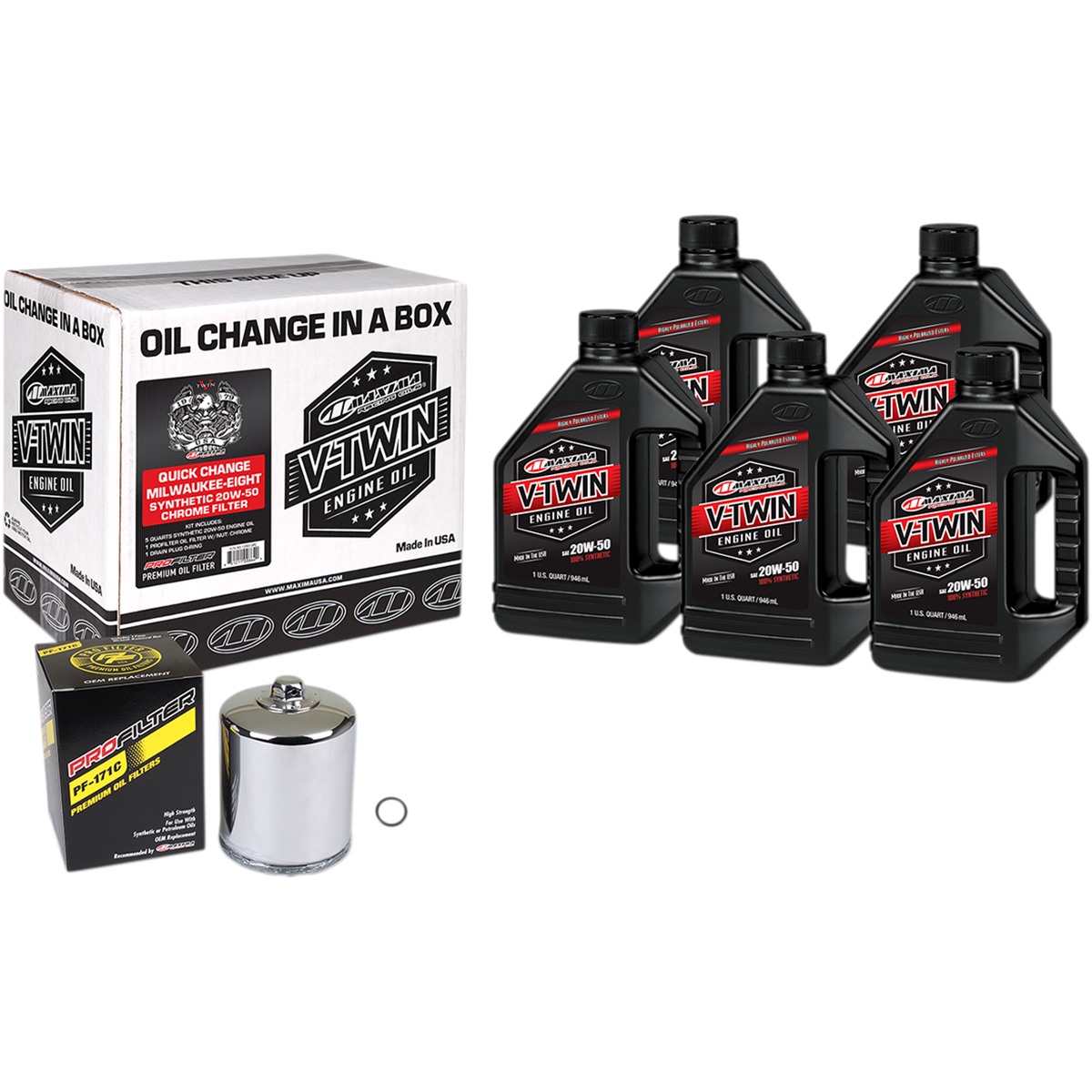 Maxima Racing Oil Quick Change Milwaukee-Eight Synthetic 20W-50 Oil Change Kit