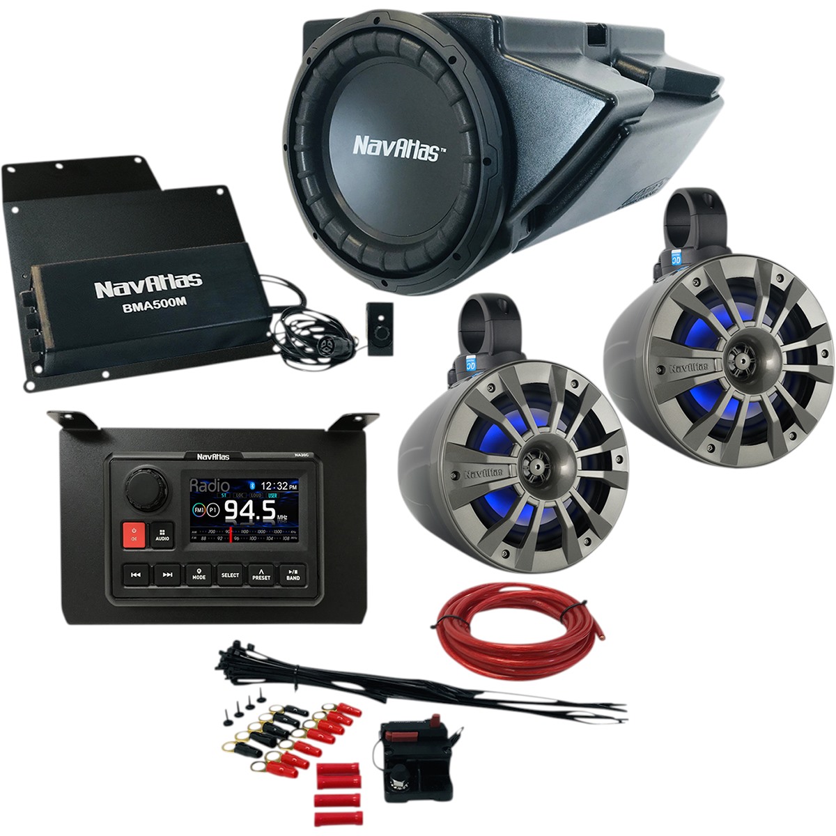 Navatlas Audio Kit Zone 3 with Roll Cage Speakers for Polaris RZR