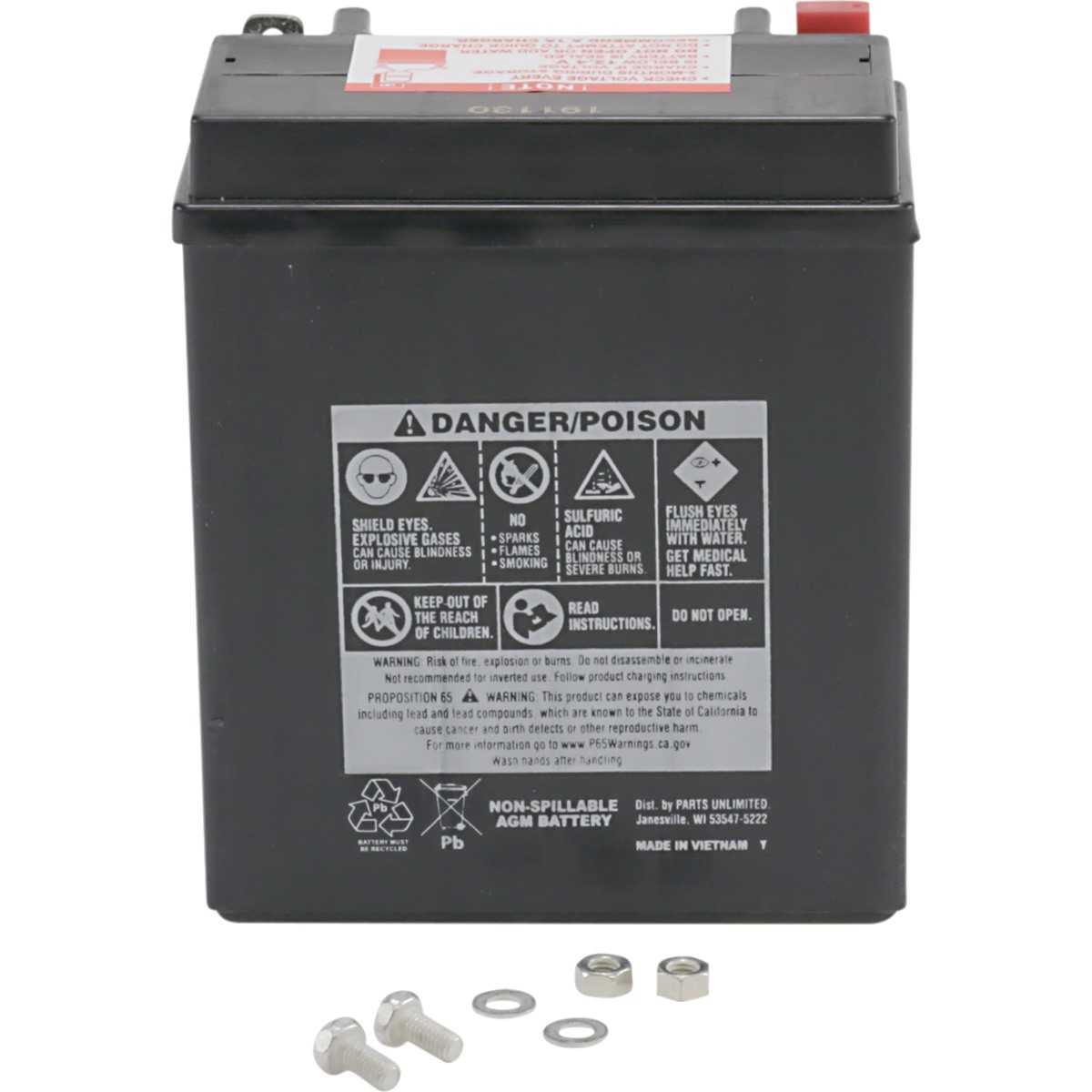 Parts Unlimited Factory-Activated AGM Maintenance-Free Battery
