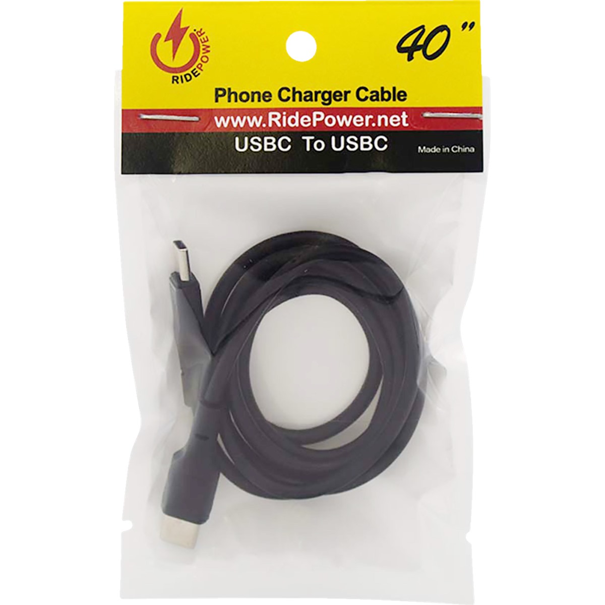 Ridepower 40 Male USB-C to Male USB-C Phone Charging Cable