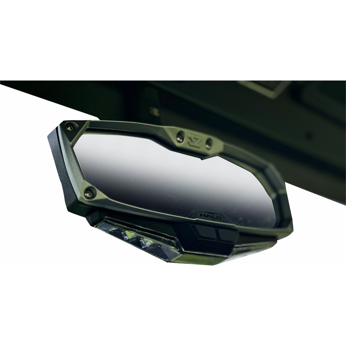 Seizmik Halo R Rear View Mirror with Cast Aluminum Bezel/LED Cabin Light - CF Moto