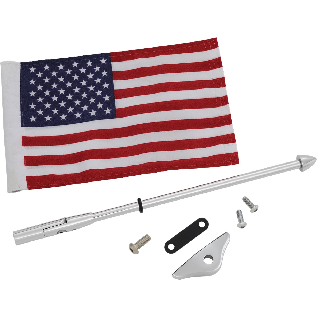 Show Chrome Folding Flag Pole with US Flag - AdeptPowersports.com