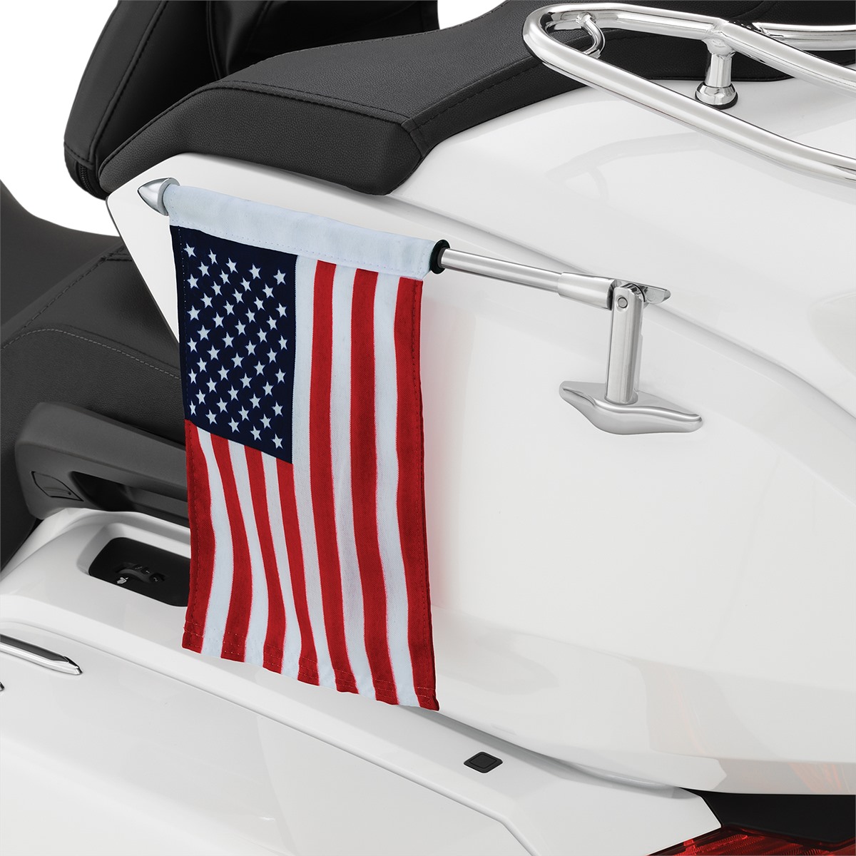 Show Chrome Folding Flag Pole with US Flag - AdeptPowersports.com
